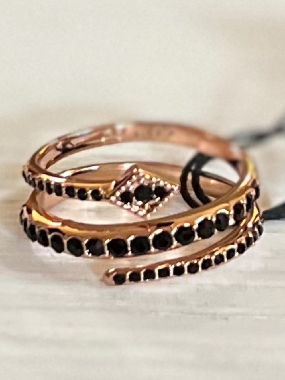 LUV AJ "In Full Bloom" Diamond Kite Coil Rose Gold Adjustable Ring